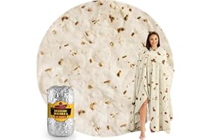 ZULAY KITCHEN Zulay Extra Large Burritos Tortilla Throw Blanket – Wrap Yourself Like a Giant Taco! Double-Sided, Funny & Ultra Cozy Novelty Blanket, Super Soft 285 GSM Flannel, 60 Inches
