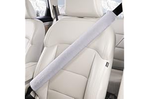 LACDL Extra Long Seatbelt Cover Super Soft Furry for Adults Kids Women & Men, Thick Plush Full Car Seat Belt Strap Cushion, Fluffy Shoulder Pad Protector, Auto Interior Accessories, 1pc, Grey, 19.5in