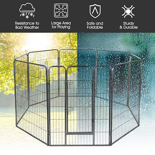 Giantex 48 inch Dog Fence with Door, 16/8 Panels Dog Playpen for