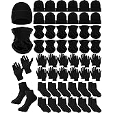 Jecery 48 Pack Winter Bulk Beanies Hats and Gloves Sets Winter Unisex Thermal Bulk for Men Women Homeless Xmas Charity Gifts