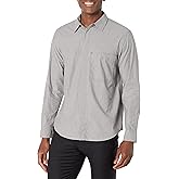 Calvin Klein Mens Solid Contrast Stitch Pocket Button-Down Easy Shirt