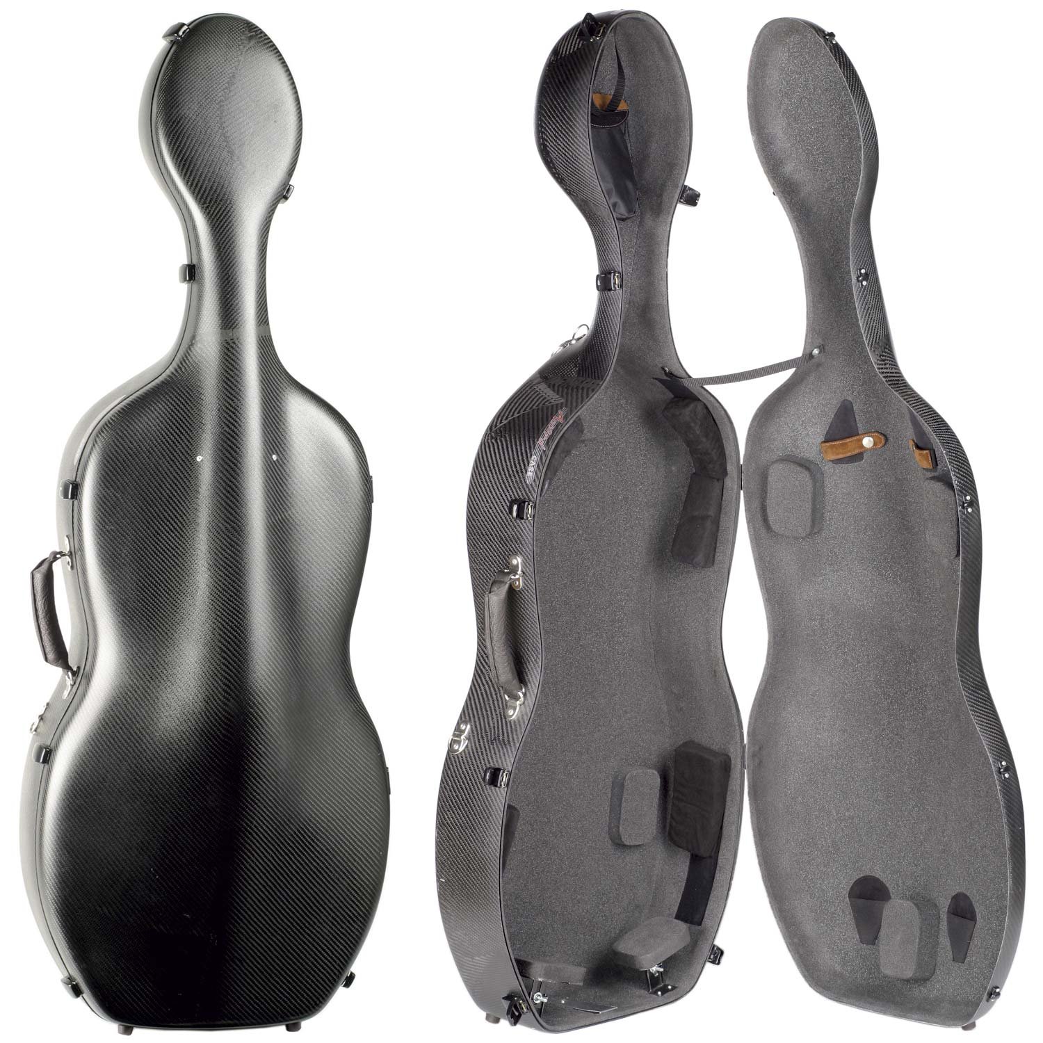 Accord Hybrid 4/4 Cello Case, Matte Black Exterior with Grey Interior