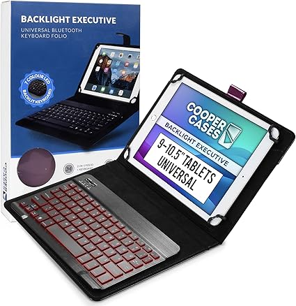 cooper cases backlight executive bluetooth バックライト キーボード ケース 9 10 5 インチ タブレット 汎用サイズ ワイヤレス 7色 カバー 着脱可能 パープル