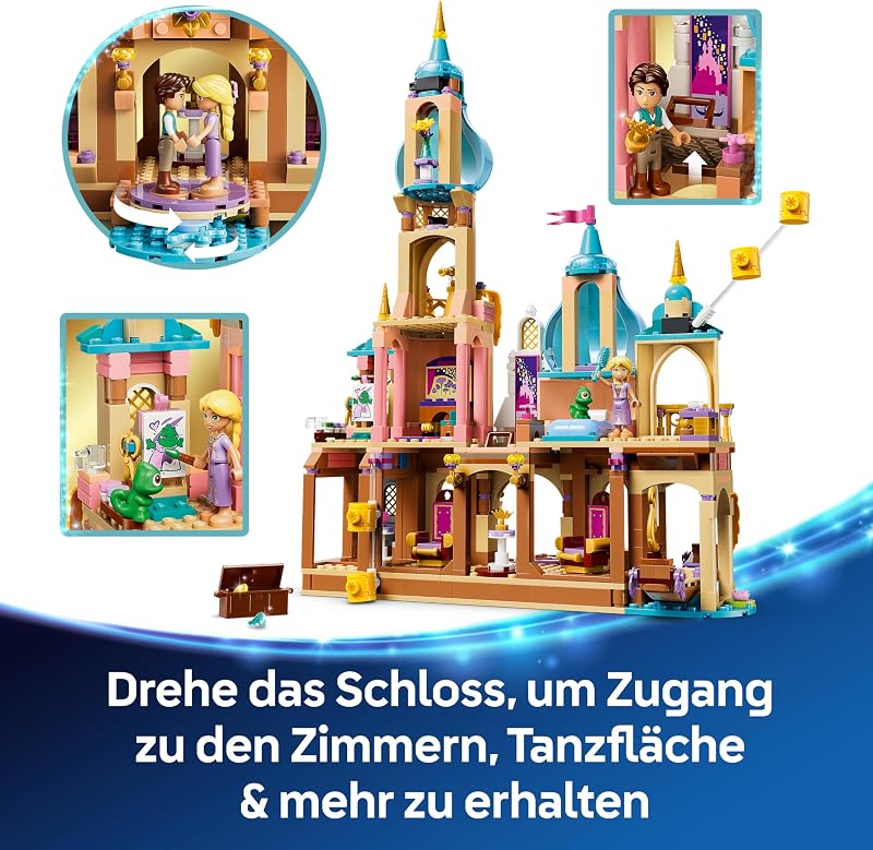 ǀ Disney Princess Rapunzels Schloss - Ausstellungsmodell mit 4 Mini Puppen, Pascal Figur und Zubehör - Geburtstagsgeschenk für Mädchen ab 6 Jahren und Fans von Rapunzel - Neu verföhnt - 43297