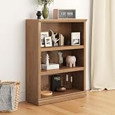 Bevfint 43 Inch Tall Oak Bookcase, 3-Tier Bookshelf Open Storage | 33 inch Wide Floor Standing Indoor Furniture, Book Cases for Home School Library Office Bedroom Kids