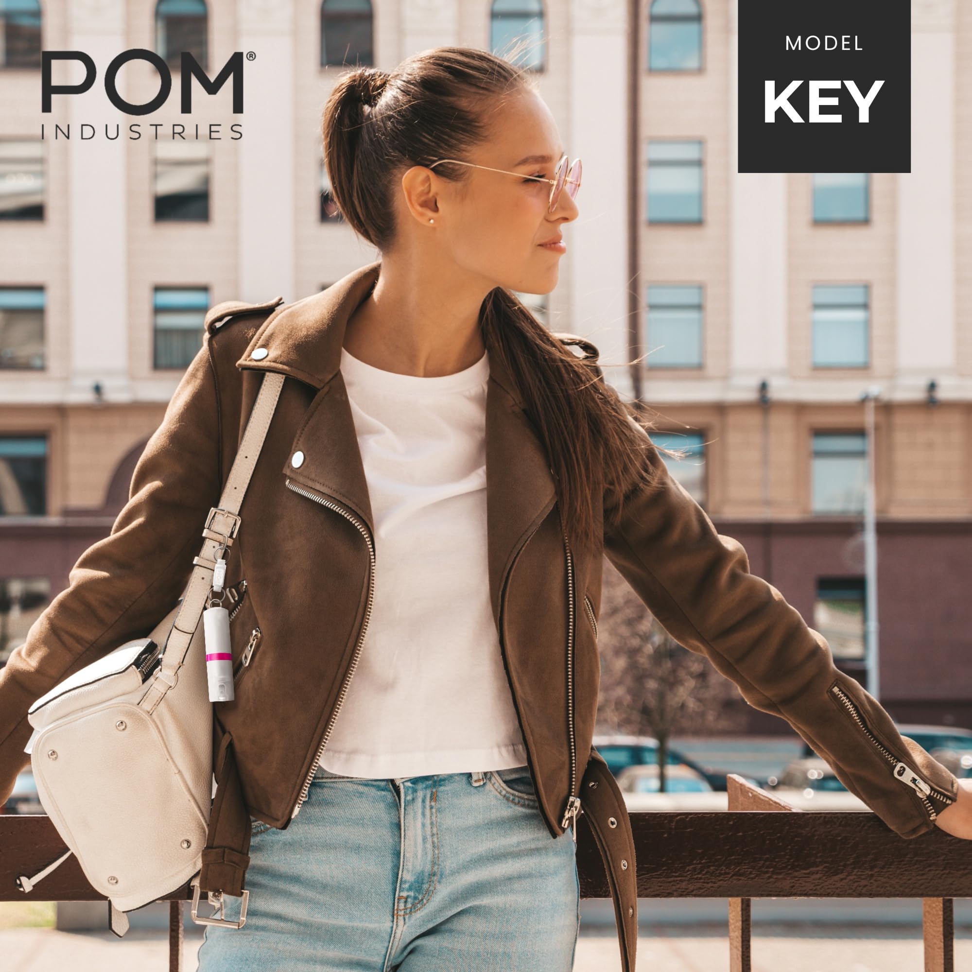 POM Pepper Spray Keychain, Quick Key Release for Instant Access, Flip Top Safety, Maximum Strength OC Formula with UV Marking Dye, 25 Bursts, 10 ft Range, 0.5 fl oz