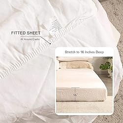 GHUIPRO 100% Linen Sheets King Size, Natural French