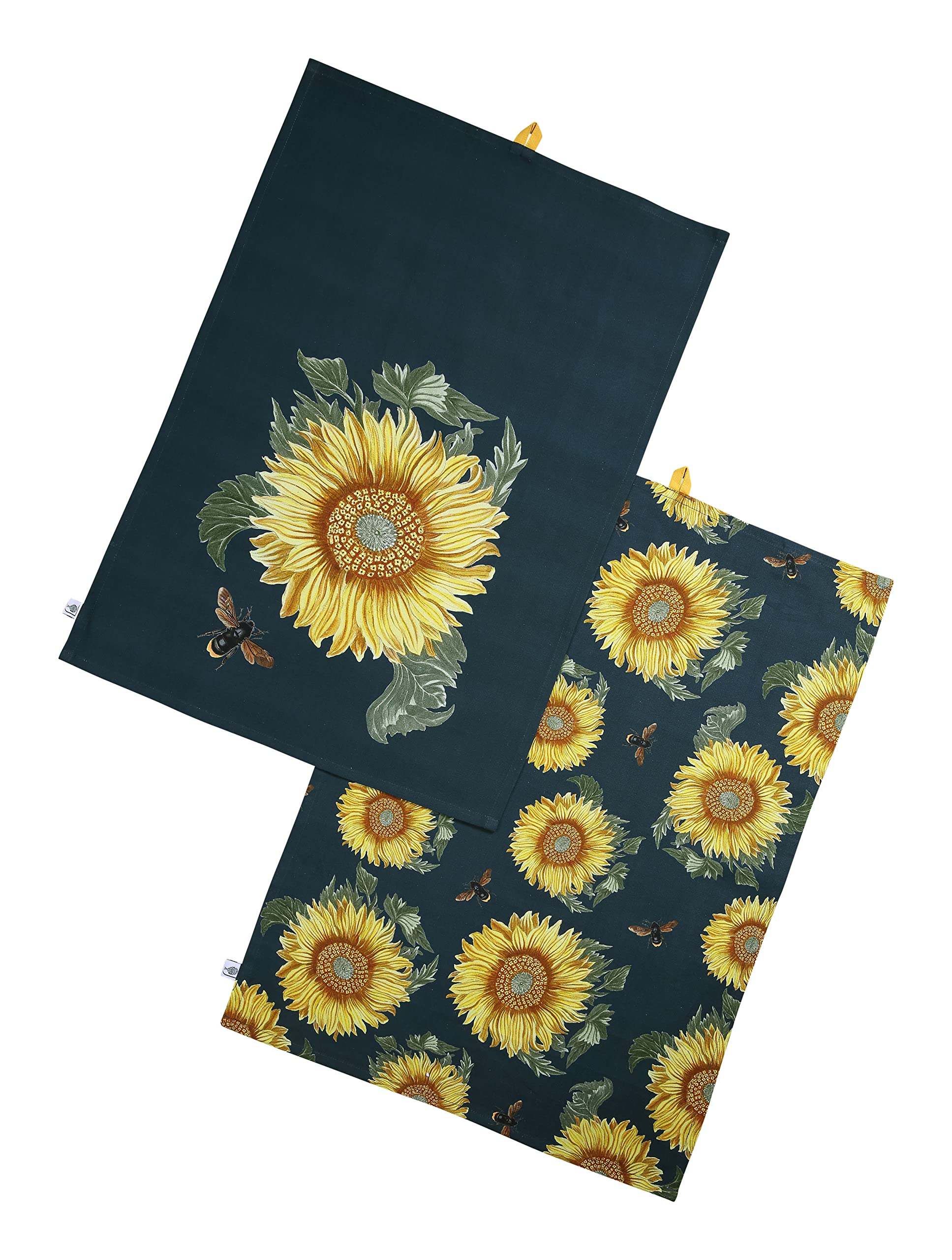 RHS Sunflower Set of 2 Tea Towels - Navy