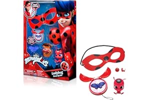 Miraculous girls female Ladybug Dress Up Set with Yoyo, Color Change Akuma, Tikki kwami, mask and Earrings by Playmates Toys For 4+ Years With Action Figure