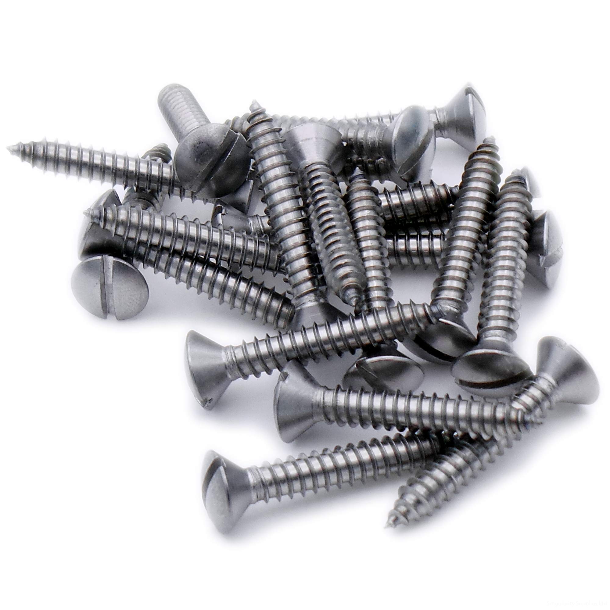 No.6 x 0.375 (3.5mm x 9.5mm) Slot Raised Countersunk Self-Tapping Screw - Stainless Steel (A2) (Pack of 20)