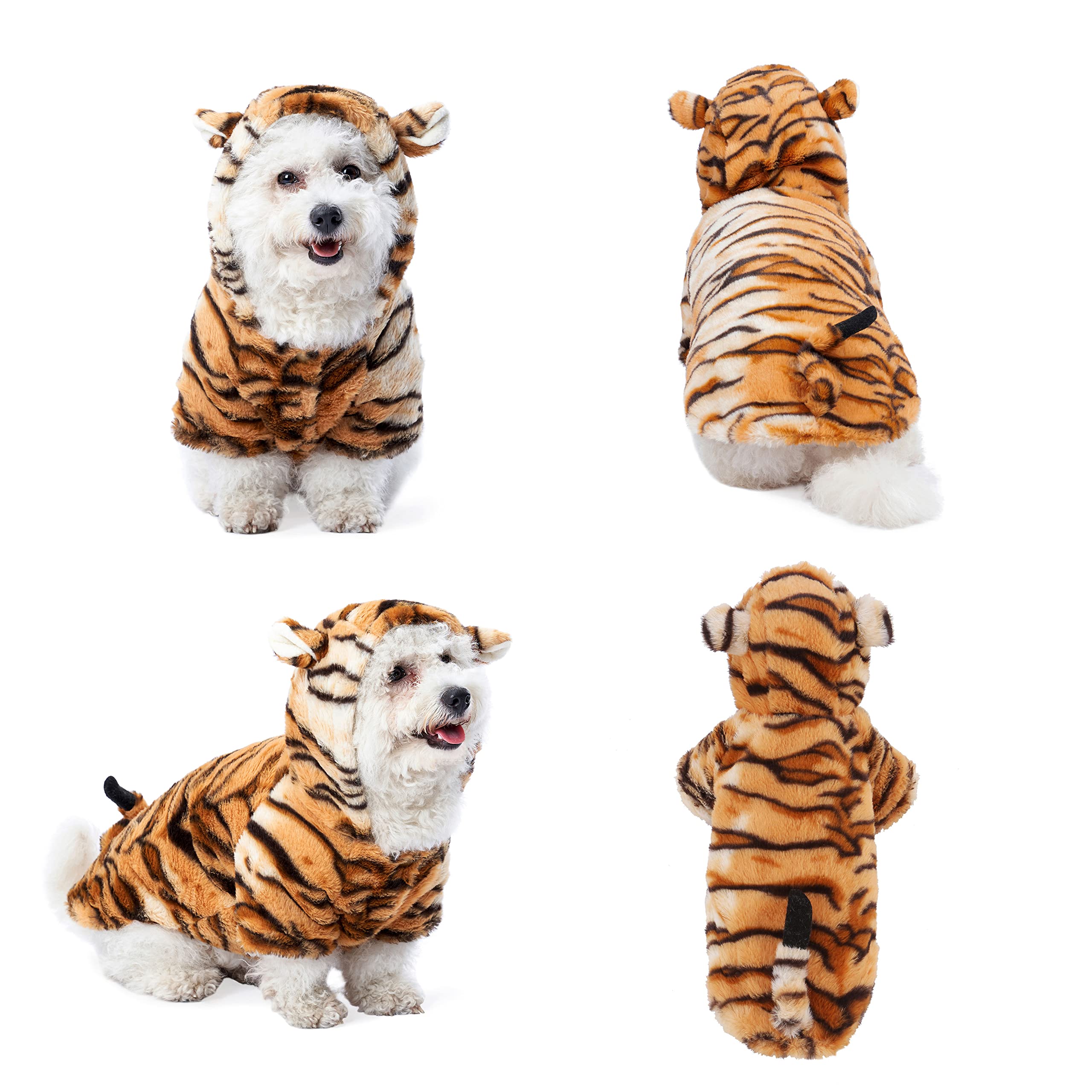 Yoption Dog Tiger Pet Costumes Halloween Pet Puppy Cosplay Dress Hoodie Funny Clothes (L)