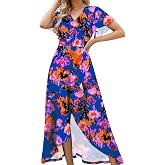 ZZV Formal Dresses for Women Gowns Evening V Neck Wedding Guest Dresses | A-line Homecoming Dresses Maxi Wedding Guest Dresses For Women Ruffle Skirts casual bridal shower dress