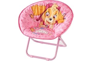 Idea Nuova Paw Patrol Skye Toddler 19” Folding Saucer™ Chair with Pink Metal Frame, Ages 3+