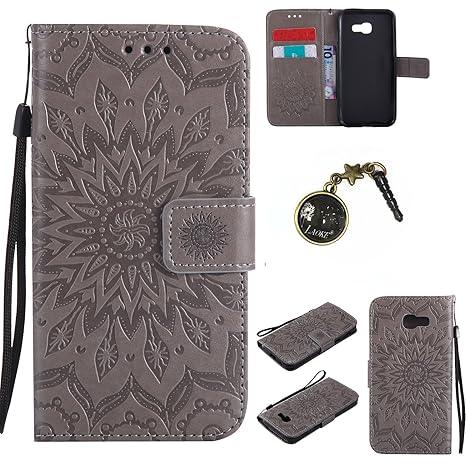 für Smartphone Samsung Galaxy A5 2017 Hülle, Leder Tasche für Samsung Galaxy A5 2017 Flip Cover Handyhülle Bookstyle mit Magnet Kartenfächer Standfunktion (+ Staubstecker) (5)