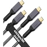 Maxonar 2-Pack USB4 for Thunderbolt 4 Cable, 40Gbps, 240W, 8K 3.3FT | With 40Gbps Data, 240W Charging, 8K Display; Braided Nylon, 2-Pack, Multiple Lengths