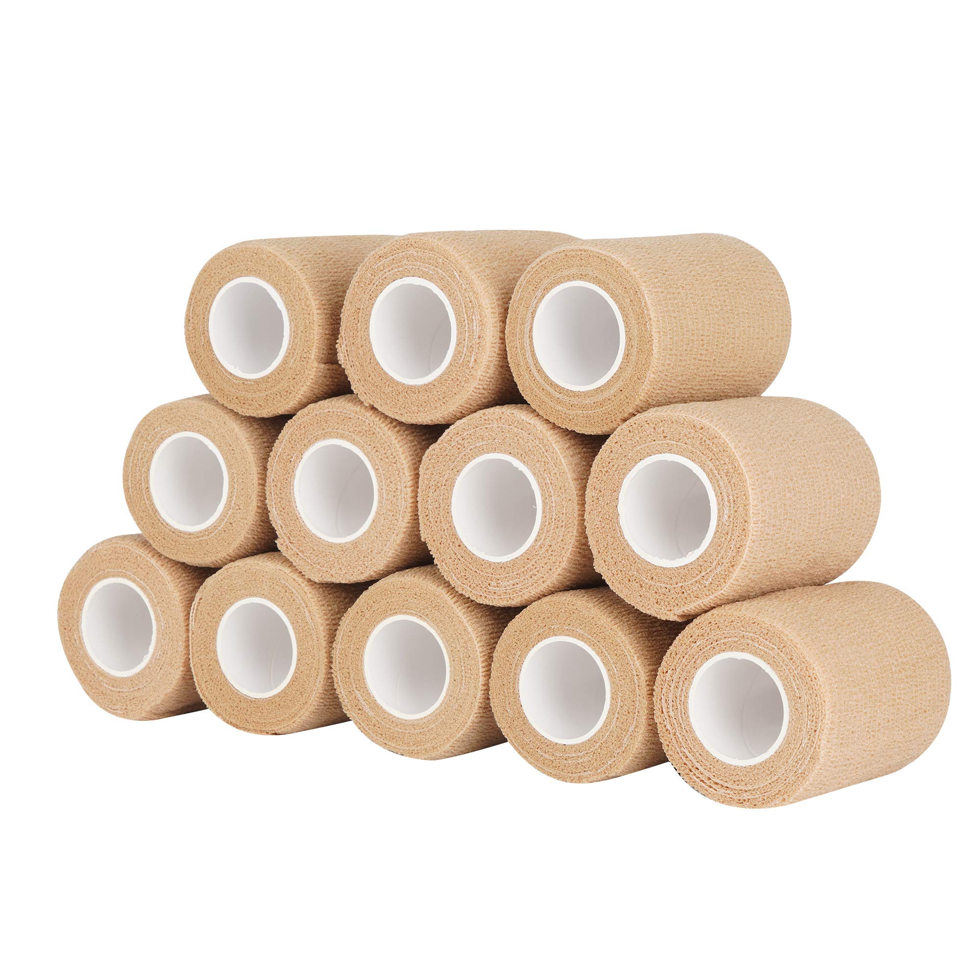 PHYTOP Cohesive Bandages Vet Wrap, Elastic Self Adhesive Bandage Tape for Wrist & Ankle Protection (Beige, 7.5cm x 4.5m)
