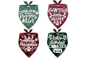 BOLAKE 4 Pack Merry Christmas Dog Bandanas Classic Stylish Plaid Xmas Dog Christma Bandana Pet Scarf Bibs Gift Set Dogs Bandanas Christmas for Small Medium Large Puppy Pets