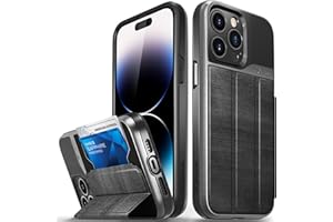 VENA vCommute Wallet Case Compatible with Apple iPhone 14 Pro Max (6.7"-inch), (Military Grade Drop Protection) Flip Leather Cover Card Slot Holder with Kickstand - Slate Black