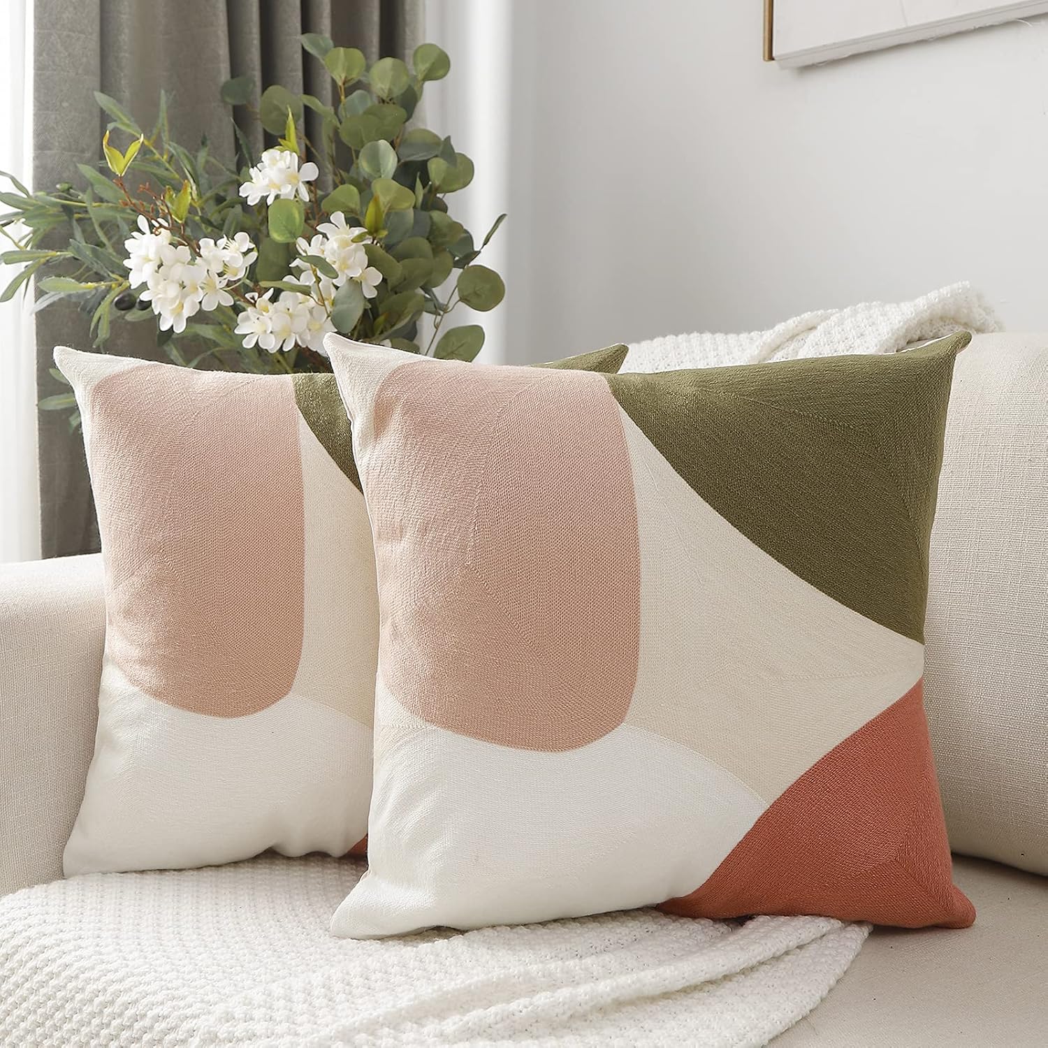 Vancl Pillow Covers Pillow Cover Set of 2 Throw Pillow Covers 18x18 Throw Pillows Embroidered Pillow Covers Pillows Decorative Pillow Covers Bedroom Decor Farmhouse Decor House Décor: Home & Kitchen
