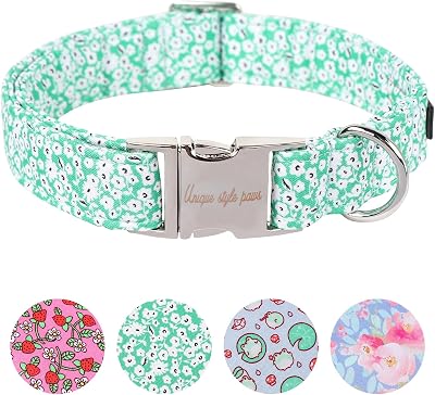 Unique Style Paws Summer Dog Collar Soft Adjustable Green Floral XS XL