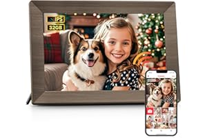 MAXANGEL Frameo 10.1" Digital Picture Frame, Gray Wood Smart WiFi Digital Photo Frame with 1280x800 HD IPS Touch Screen 32GB Memory Auto-Rotate Wall Mounted Slideshow, Share Photos/Videos from Phone Remotely