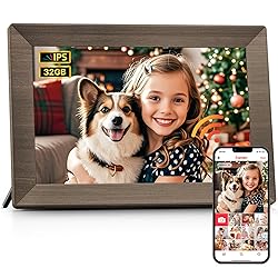 Frameo 10.1" Digital Picture Frame, Gray Wood Smart
