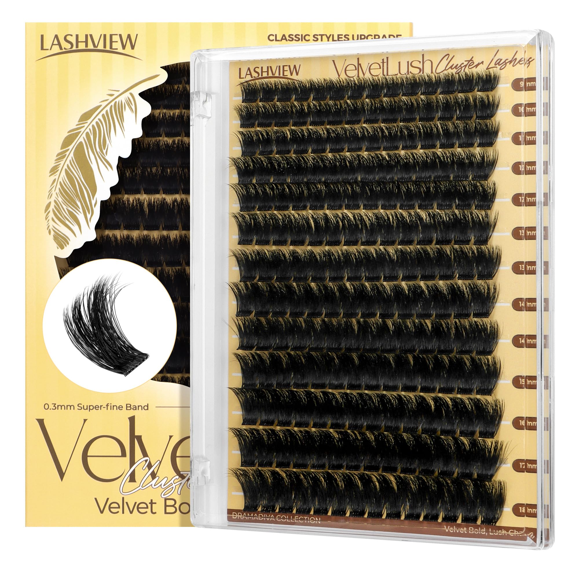 LASHVIEW Lash Clusters, Volume Lash Clusters 9-18mm Mix Fluffy Lash Extension D Curl Lashes Individual Cluster DIY Clusters Lashes Extension at Home NM04