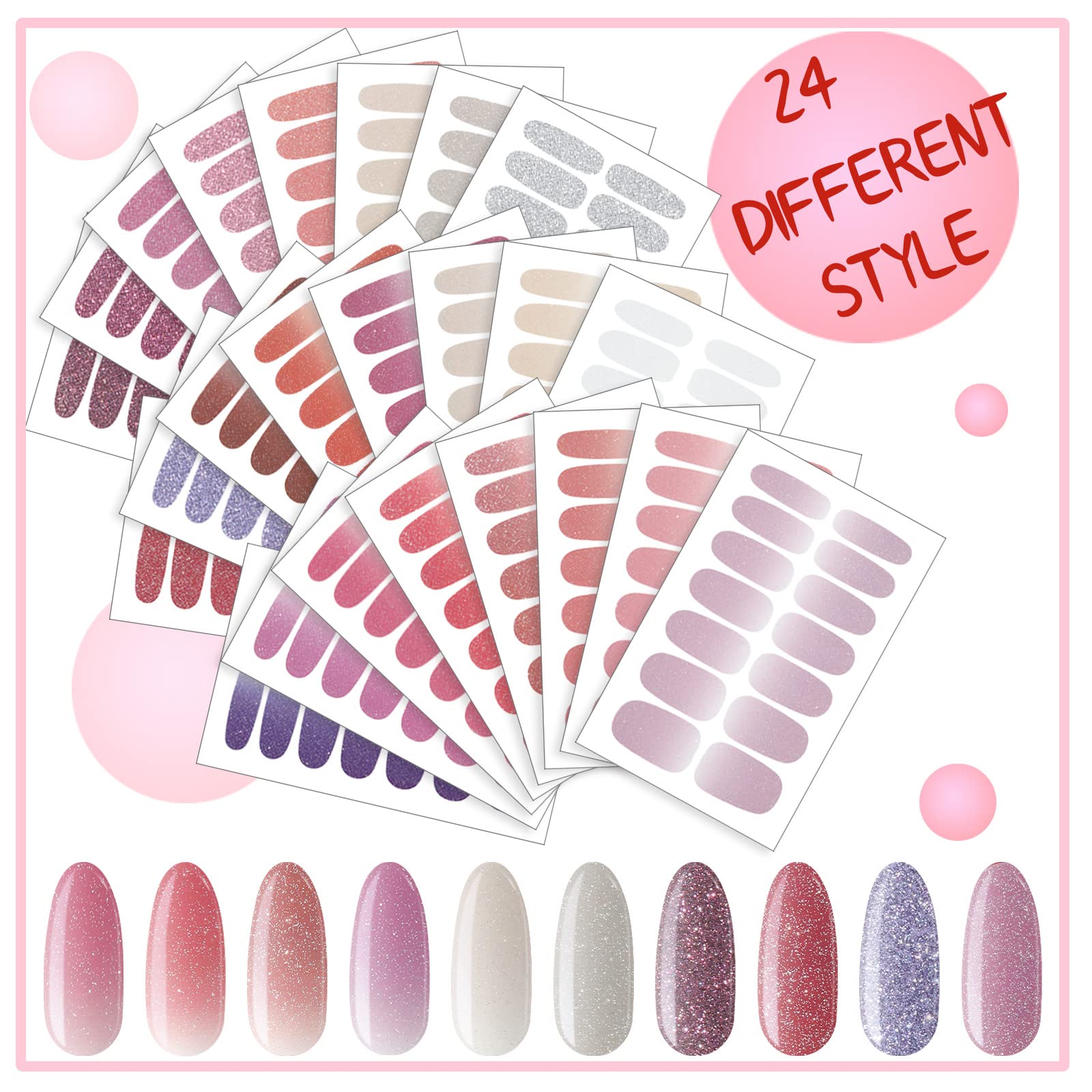 Maitys 336 Pieces 24 Sheets Full Wrap Nail Polish Strips Stickers Self Adhesive Gel Nail Strips Art Decals with File for Women DIY Decorations(Elegant Style) - Image 2