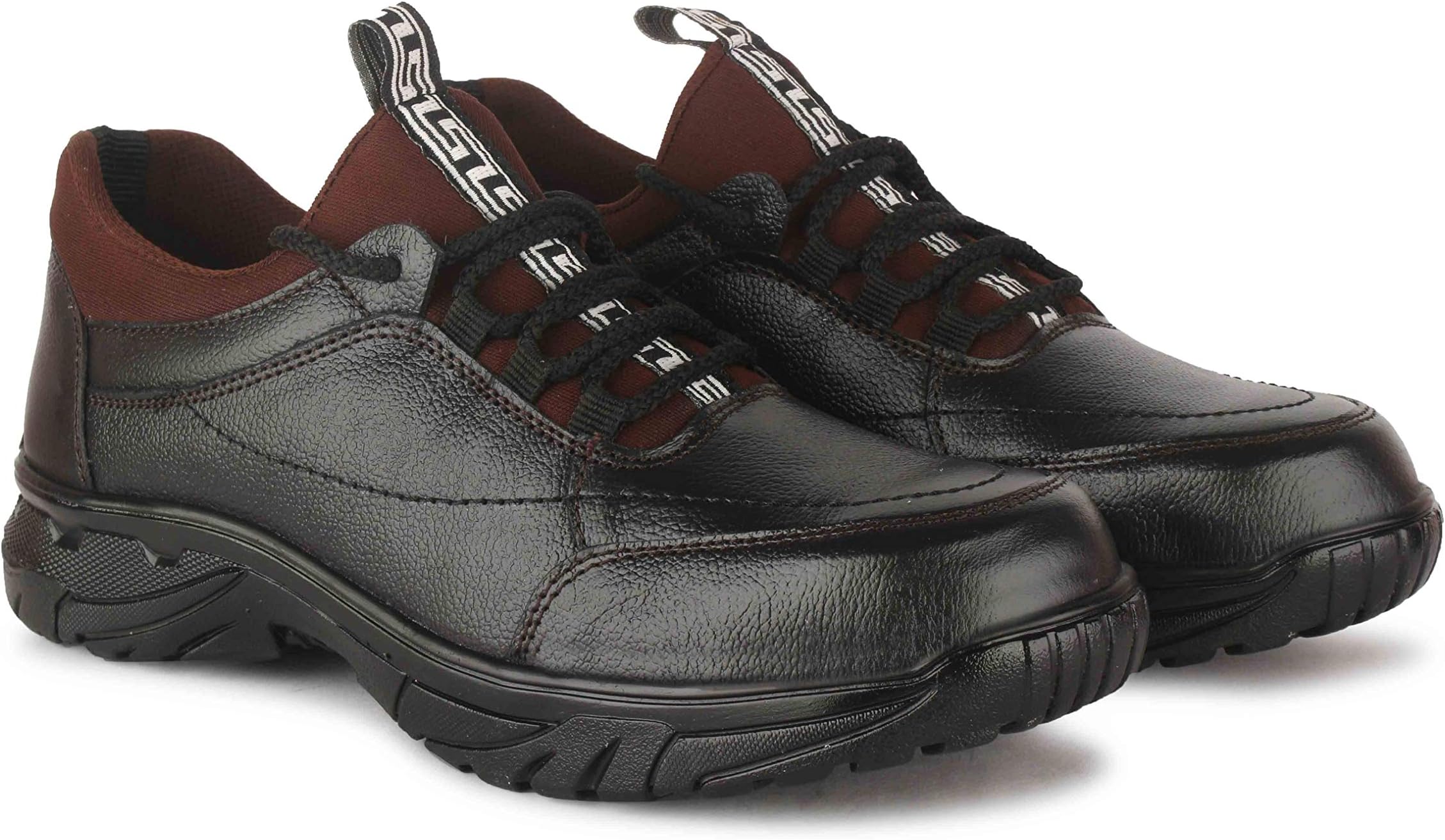 Udenchi UD4257 Genuine Leather Industrial Safety Shoes With Steel Toe| Size - 7 UK, Black Brown