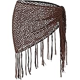 ZAFUL Crochet Sarong Coverups for Women Beach Vacation Starfish See Thru Tie Side Bathing Suit Cover Up Mini Skirt