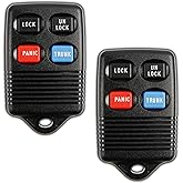 2X KeylessOption Key Fob Replacement for 1992 1993 1994 1995 1996 1997 1998 Ford Bronco Explorer F-150 Mazda B2300 Mercury Sable Lincoln Town Car Remote, 4-Button GQ43VT4T, Programming Guide Included