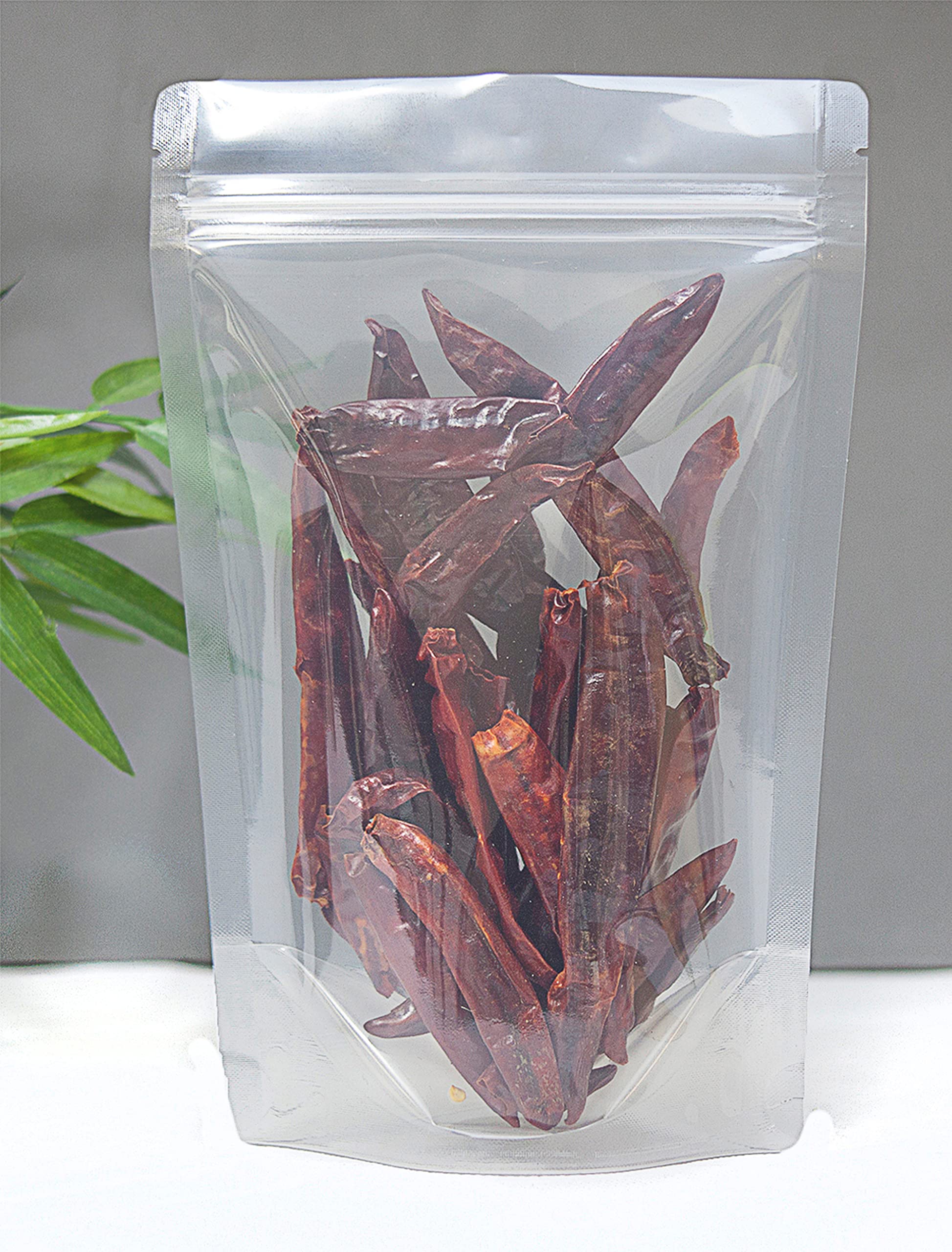 Rightpak Clear Stand Up Pouches 50 Pieces 8cm x 13cm, Heat Resealable Smell Proof For Food Storage, Tear Notches Packaging Bags