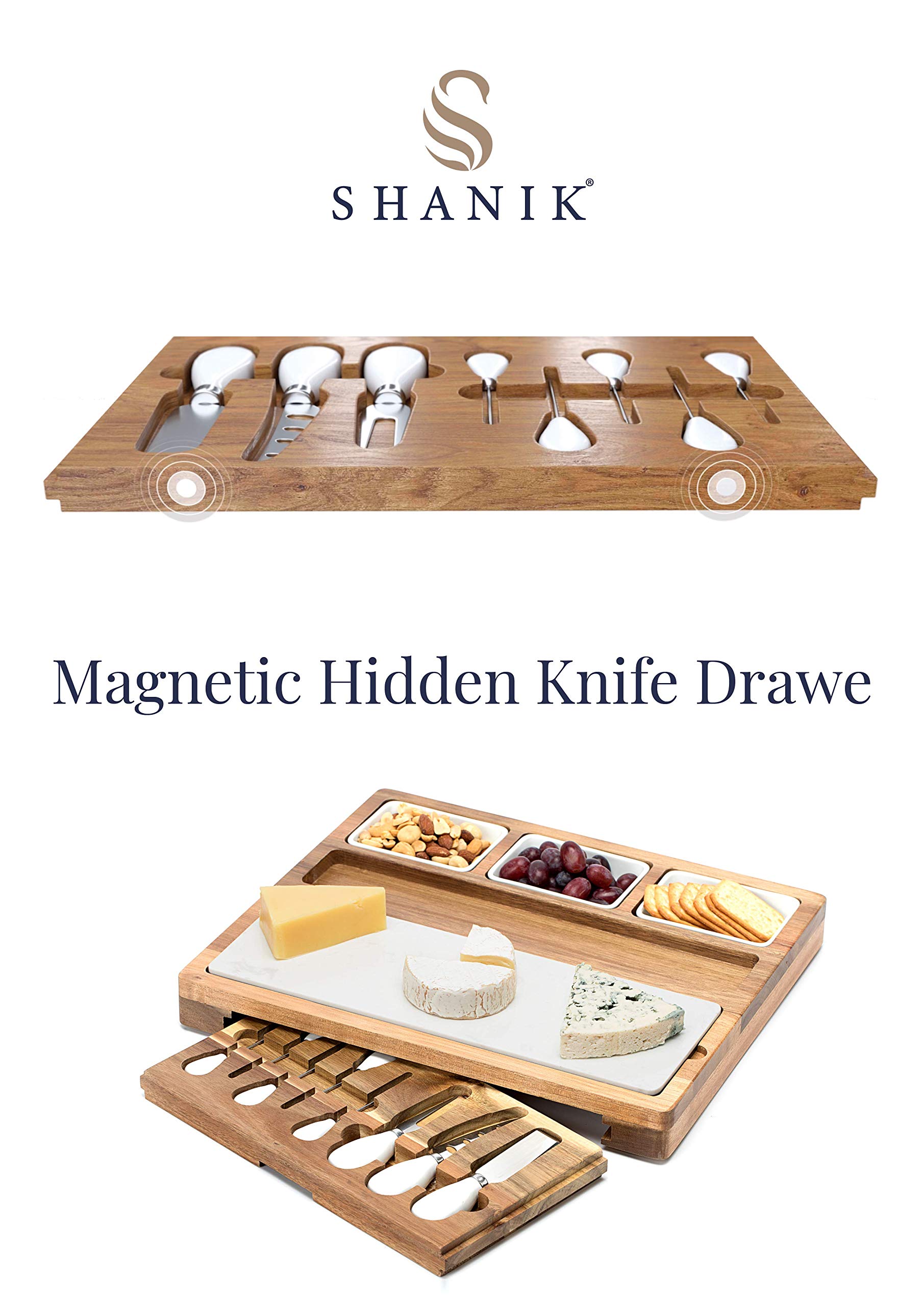 Shanik Cheese Board With 7 Piece Stainless Steel Cutlery Set