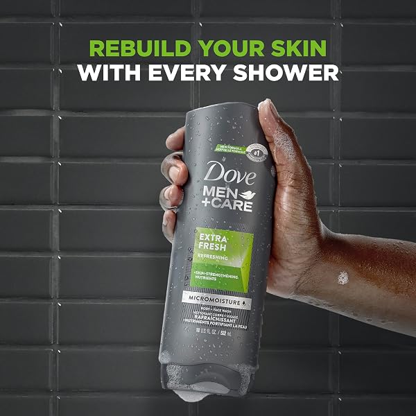 DOVE MEN+CARE BODY WASH EXTRA FRESH 4 COUNT FOR MEN’S SKIN CARE BODY WASH EFFECTIVELY WASHES AWAY BACTERIA WHILE NOURISHING YOUR SKIN 18 OZ