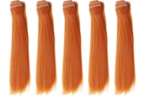 PATIKIL 15CM Doll Hair Wigs, 5 Pcs High Temperature Silk Straight Wig Hair Extension Accessories for Doll Hair Making Kit DIY