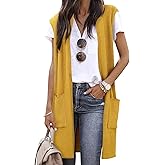 ZXZY Long Vest for Women Sleeveless Knit Cardigan Open Front Draped Sweater Duster Casual Lightweight Outwear Vests