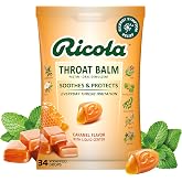 Ricola Throat Balm Caramel Herbal Throat Drops - 34 Count | Made with Pectin to Coat &amp; Protect Voice from Minor Irritation - Herbal Lozenges