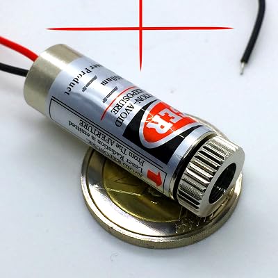 BlancatoGP 650nm Red Cross Laser Module 5mW 3V-5V DC Nickel Brass Precision