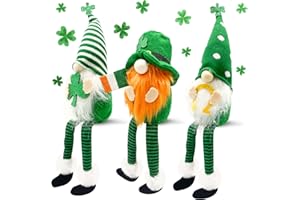Teeker St Patricks Day Decorations 3pcs St Patricks Day Gnome Plush Elf Decorations Swedish Tomte Dwarf Figurines Table Gnomes Decor St Patricks Day Gifts Home Decor