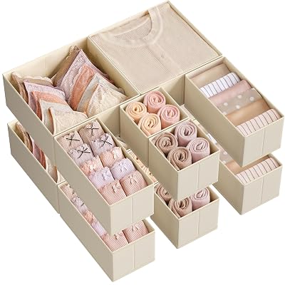 SONGMICS Drawer Organisers Set of 12 Foldable Fabric Storage Boxes