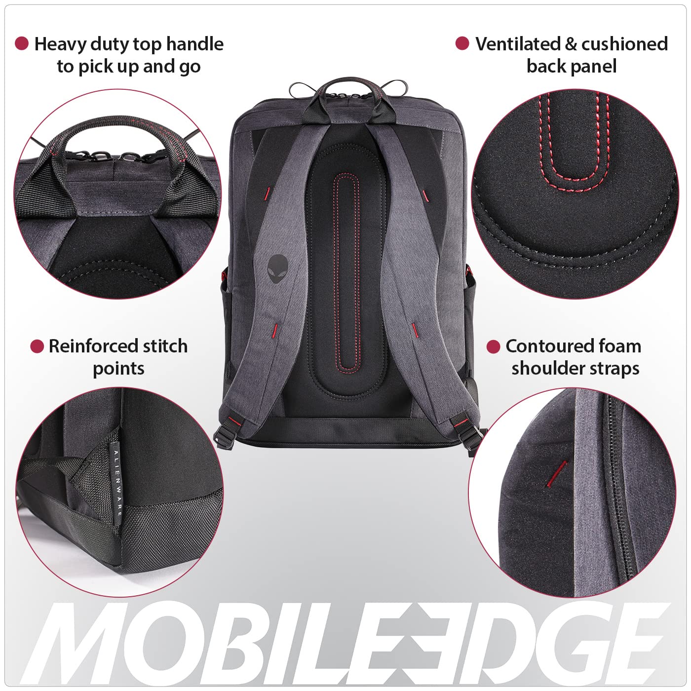 Mobile Edge 23L Backpack for Men and Women, Designed for and Compatible with Alienware M15, M17 Gaming Laptops, Gray/Black, 15