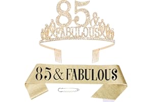 HAPDOO 85th Birthday Decorations, 85th Birthday Sash and Tiara for Women, Happy 85 Birthday Decorations for Women, 85 and Fabulous Birthday Decorations