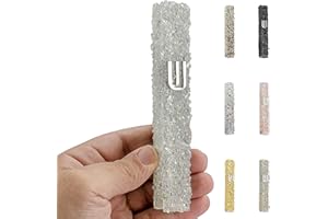 HolYudaica Handmade Glass Mezuzah Case with Colorful Glass Stone Coating Comes in a Gift Box - for 5" Mezuzah Scroll (Scroll not Included) Peel and Stick, Weather Proof Cover (White)