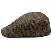 Sterkowski Norte | Harris Tweed Flat Cap for Men and Women | Warm Traditional Peaked Cap with Foldable Earflaps