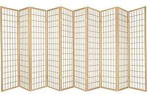 LEGACY DECOR 8 Panels Room Divider Privacy Screen Partition Shoji Style 6 ft Tall Natural Color