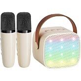 YLL Mini Karaoke Machine with 2 Wireless Microphones, Gifts for Kids | Portable Magic Voice Bluetooth Speaker, Party Light, Birthday Gifts for Girls Boys Ages 3, 4, 5, 6, 7, 8, 9, 10+ Toys Family