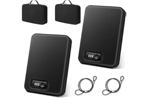 Sgorlds Pistol Safe, Portable Travel Car Gun Safe, Gun Box for Handguns with Key Lock, Gun Safes with Handbag for Car, Home, Travel