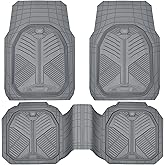 CAR PASS Heavy Duty Rubber Car Mats, Deepdish All Weather Floor Mats for Car Full Set, Universal Automotive Mats Trim to Fit for Sedans SUVs Trucks, Waterproof Anti-Slip Deep Tray 3 Pieces Dark Gray