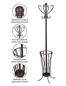 Leisure Space Coat Rack with Umbrella Stand (Antique)