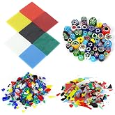 4 Bags COE90 Fusible Glass Fusing Supplies, 112g Millefiori Glass Glass frit Opal Glass Confetti Glass Assorted Fusible Glass for Microwave Kiln, Glass Fusing, Mosaic Art (Mix 112g)